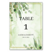 Numéro De Table Eucalyptus Cadre Vert Or Feuillage Aquarelle (Par défaut)