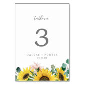 Numéro De Table Eucalyptus de tournesol rustique Numéro de tableau (Dos)