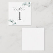 Numéro de table Eucalyptus écriture calligraphique (Devant / Derrière)