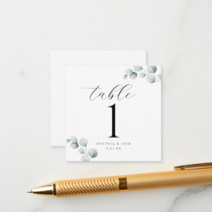 Numéro de table Eucalyptus écriture calligraphique