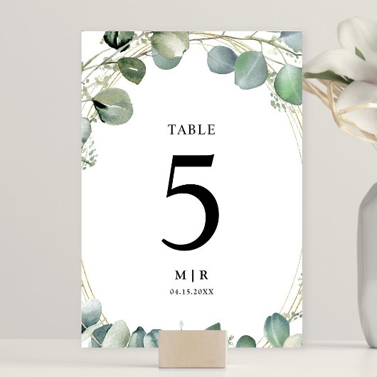 Numéro De Table Eucalyptus Elégant Mariage de verdure