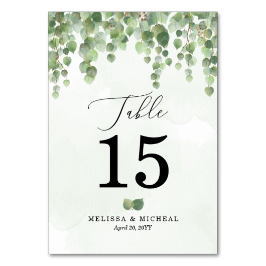 Numéro De Table Eucalyptus en cascade 🌿 3,5 x 5 (Par défaut)