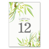 Numéro De Table Eucalyptus feuille aquarelle vert mariage événemen (Dos)