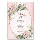 Numéro de table Eucalyptus Floral Or Rose Sans Tem (Dos)