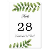 Numéro De Table Eucalyptus Foliage Aquarelle Mariage Numéro Chic (Dos)