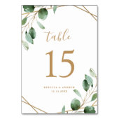 Numéro De Table Eucalyptus Géométrique Or Mariage vert (Dos)