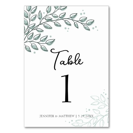 Numéro De Table Eucalyptus Green Boho Elegant Table Card (Par défaut)