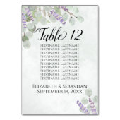 Numéro De Table Eucalyptus & Lavender Rustic Mariage Sièges Graphi (Dos)