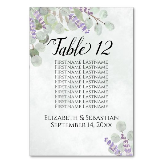 Numéro De Table Eucalyptus & Lavender Rustic Mariage Sièges Graphi (Par défaut)