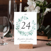 Numéro De Table Eucalyptus Mariage d'aquarelle de verdure Wreath