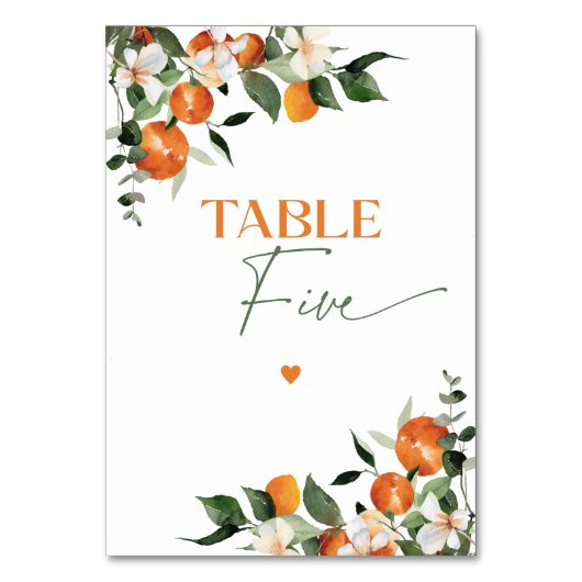 Numéro De Table Eucalyptus oranges agrumes numéro du tableau cinq (Dos)