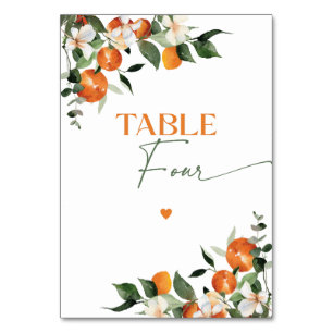 Numéro De Table Eucalyptus oranges agrumes table thème numéro Quat