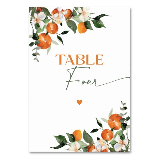Numéro De Table Eucalyptus oranges agrumes table thème numéro Quat (Dos)