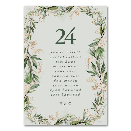 Numéro De Table Eucalyptus paisible Elégant verre de mer vert bris (Dos)