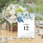 Numéro De Table Eucalyptus poussiéreux Aquarelle<br><div class="desc">Eucalytpus Wedding Réception Numéro de table - que vous pouvez customiser avec n'importe quel numéro de table. Design botanique élégant avec canopée d'aquarelle feuilles eucalpytus et feuillage avec un brouillard aquarelle et une typographie élégante. Couleur bleu gris-gris foncé. Veuillez parcourir ma collection d'eucalyptus poussiéreux pour trouver les articles correspondants.</div>