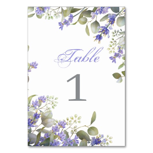 Numéro De Table Eucalyptus romantique et Mariage de lavande (Par défaut)