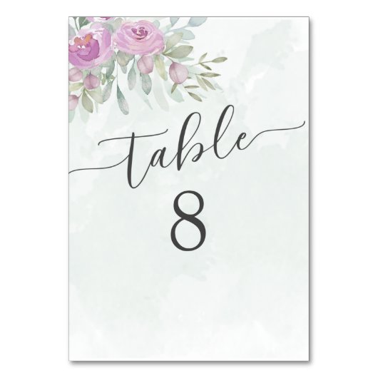 Numéro De Table Eucalyptus Sage Vert & Mariage rose Numéro de tabl (Dos)