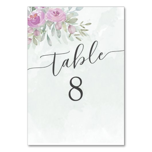 Numéro De Table Eucalyptus Sage Vert & Mariage rose Numéro de tabl (Par défaut)