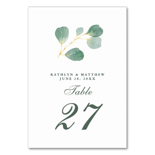 Numéro De Table Eucalyptus Verdure Moderne Élégant Mariage d'été (Par défaut)