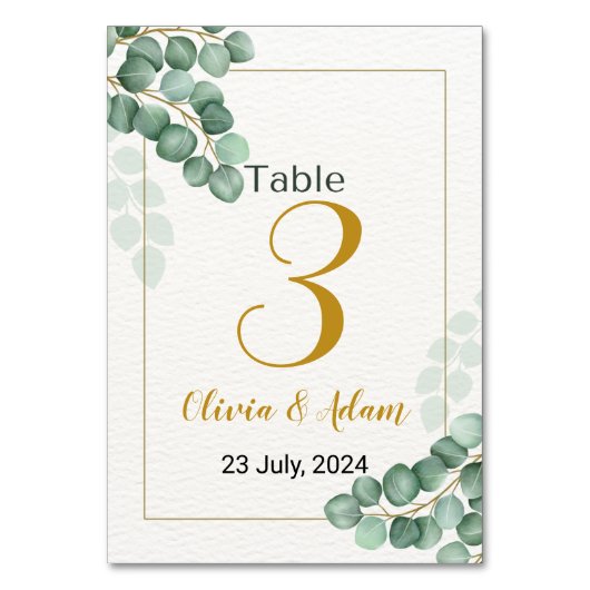 Numéro De Table Eucalyptus vert Eucalyptus Numéro de tableau Maria (Par défaut)