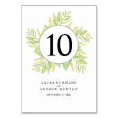 Numéro De Table Eucalyptus vert feuille aquarelle (Dos)