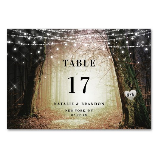 Numéro De Table Evermore | Forêt de fée enchantée | Mariage bleu (Devant)