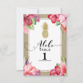 Numéro de table exotique floral tropical doré Pine (Devant)