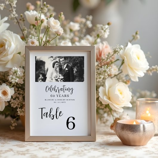 Numéro De Table Exquisite Black White Elegant Wedding Anniversarie