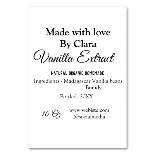 Numéro De Table Extrait de vanille fait maison ajouter les ingrédi (Par défaut)