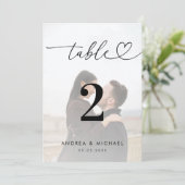 Numéro de table Faded Photo Elegant Heart Script 5 (Debout devant)