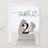 Numéro de table Faded Photo Elegant Heart Script 5 (Dos)