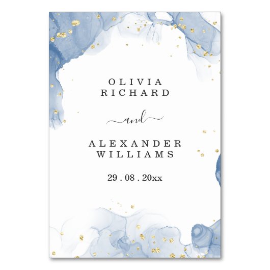 Numéro De Table Faire invitation de mariage bleu et or minimal (Par défaut)