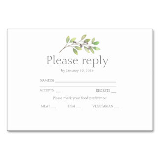Numéro De Table Faire-part de mariage feuille vert rsvp
