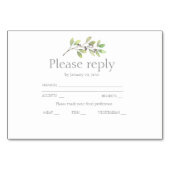 Numéro De Table Faire-part de mariage feuille vert rsvp (Devant)