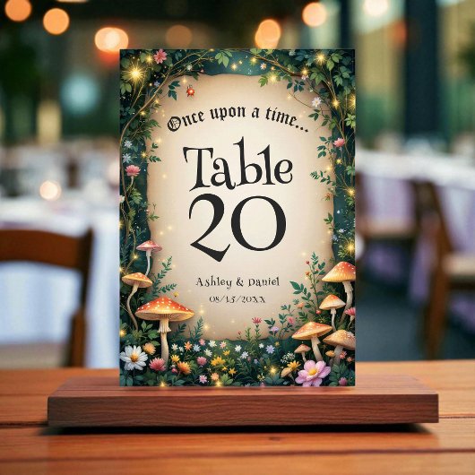 Numéro De Table Fairytale Enchanted Forest Floral Mariage de bois
