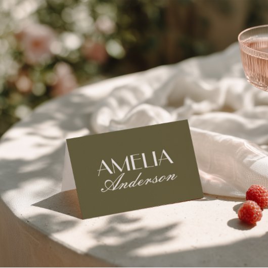 Numéro De Table Fancy Olive Green Old Money Wedding Place Cards