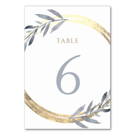 Numéro De Table fausse feuille et bleu poussiéreux Tableau Numéro (Dos)