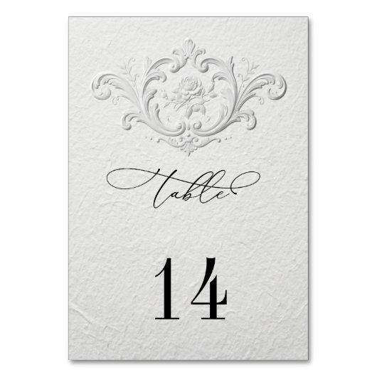Numéro De Table Faux Embossed Floral Wedding Table Numbers (Par défaut)