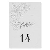 Numéro De Table Faux Embossed White Roses Wedding Table Numbers (Par défaut)