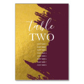 Numéro De Table Faux Gold Burgundy, Monogram Mariage Noms d'hôtes (Dos)
