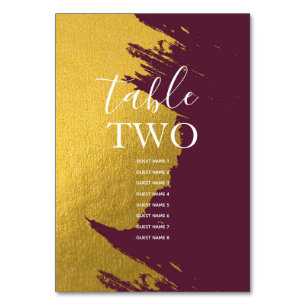 Numéro De Table Faux Gold Burgundy, Monogram Mariage Noms d'hôtes