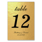 Numéro De Table Faux Gold Foil Black Elegant Mariage de calligraph (Dos)