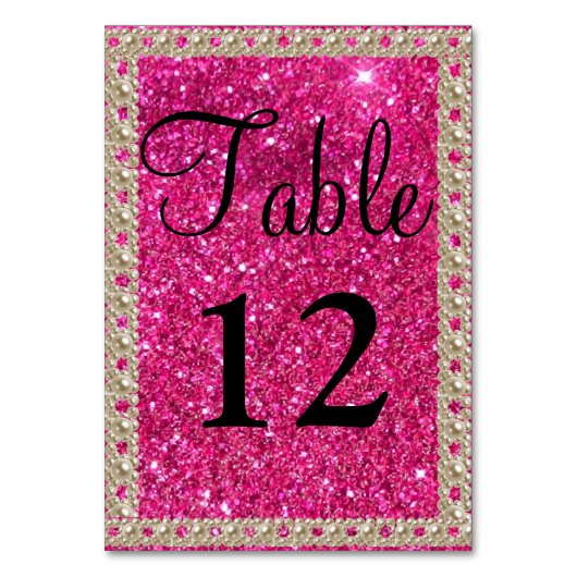 Numéro De Table Faux Gold Foil Hot rose Parties scintillant Mariag (Par défaut)