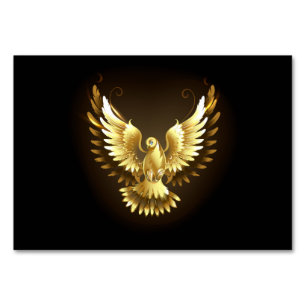Numéro De Table Faux Gold Foil Peace Dove en noir