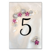 Numéro De Table Faux Pearl et Boutons de diamant rose Numéros de t (Dos)