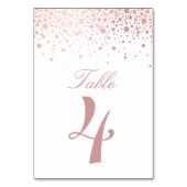 Numéro De Table Faux Rose Gold Foil Confetti Dots Mariage (Dos)