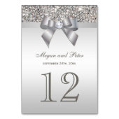 Numéro De Table Faux Silver Sequins Bow Mariage Numéro de tableau  (Dos)