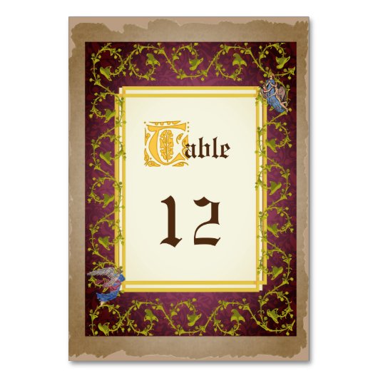 Numéro De Table Faux vers le haut Médiéval Illuminé Mariage manusc (Par défaut)