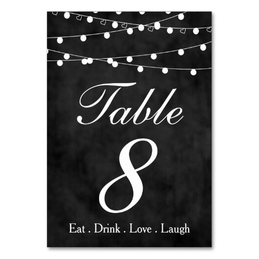 Numéro De Table Fée Chalkboard Fairy Lights & Hearts Party Table 8 (Par défaut)