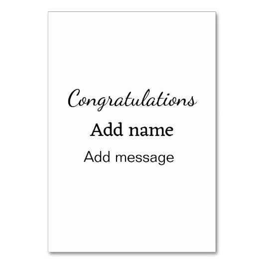 Numéro De Table Félicitations ajouter un message de nom simple dip (Par défaut)